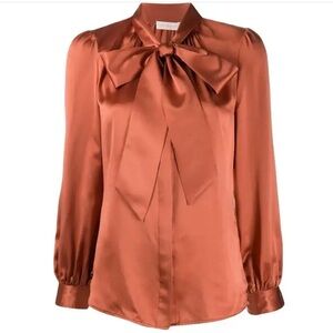 Tory Burch 100% Silk Bow Blouse Size 10